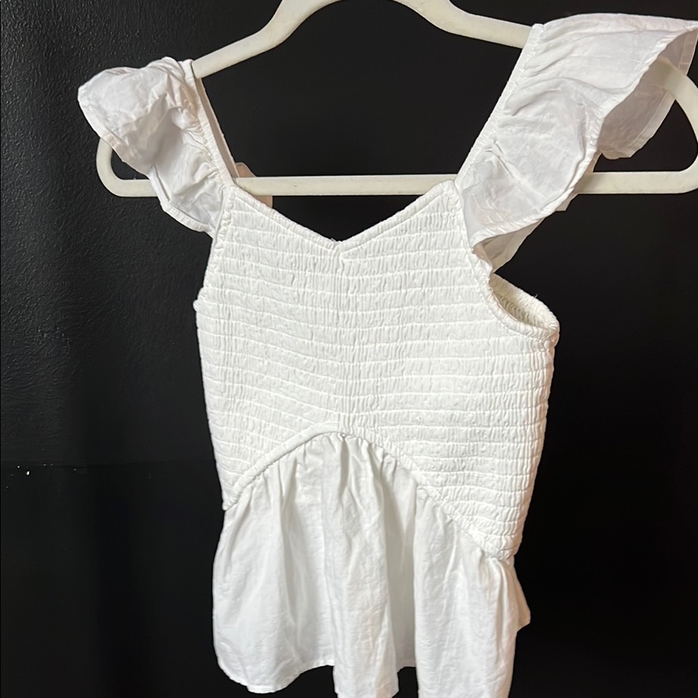 White Ruffled Girls Top